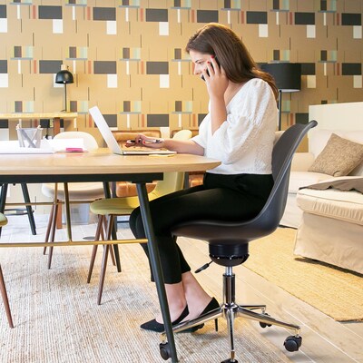 Uncaged Ergonomics Armless PP & PU Swivel Task Chair, Black (ATC-B)