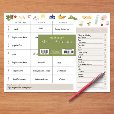 TF Publishing Meal and Grocery Planning 12" x 9" Undated Nutrition Planner, Paperboard Cover, Multicolored (99-6608)