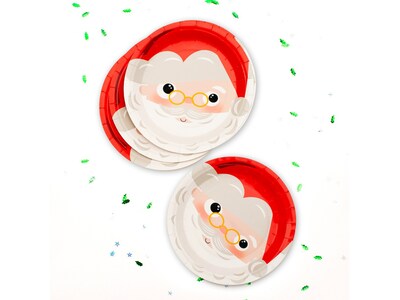Pukka Party Santa Christmas Paper Plates, Red, 8/Pack (PTY554)