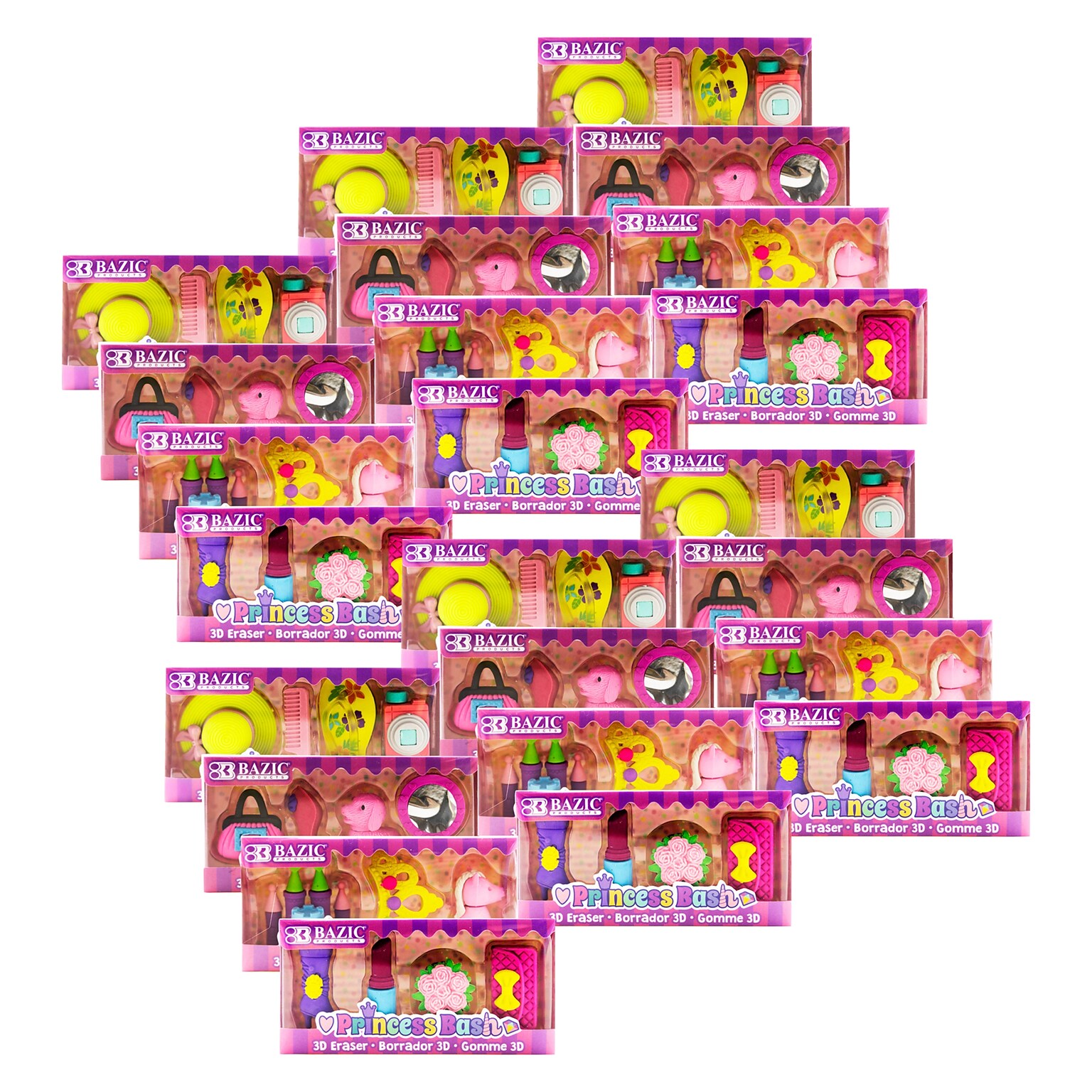 Bazic Princess Bash 3D Eraser, 4 Erasers/Set, 24/Sets (BAZ2251)