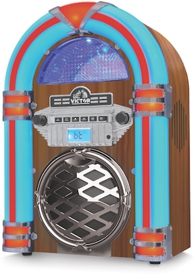 Victor Bluetooth CD Jukebox Speaker with FM Radio, Mahogany (VDTJ-1550-MH)