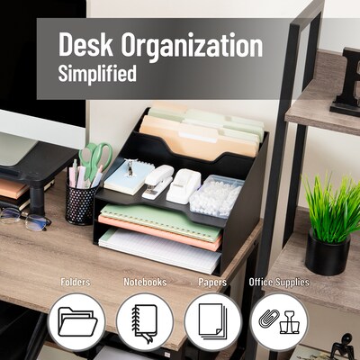 Mind Reader 5-Compartment Plastic Desk Tray, Black (ANCHBOX5-BLK)