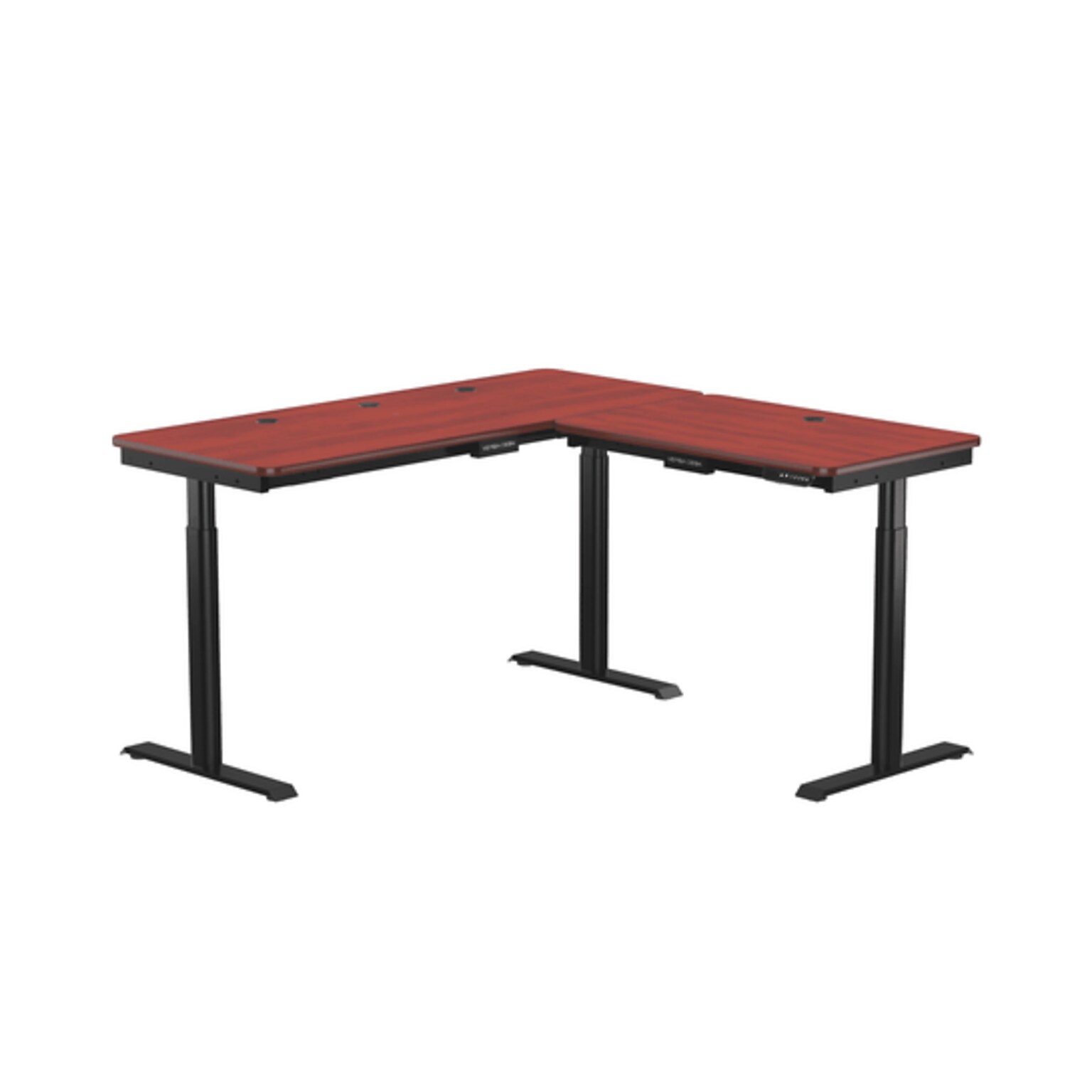 VersaDesk PowerLift 60W Electric L-Shaped Adjustable Standing Desk, Cherry/Black (PLLSD6060-BC-APP)