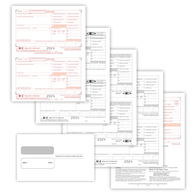 ComplyRight 2024 W-2 Tax Form, 4-Part, 2-Up, 50/Pack (95214E)