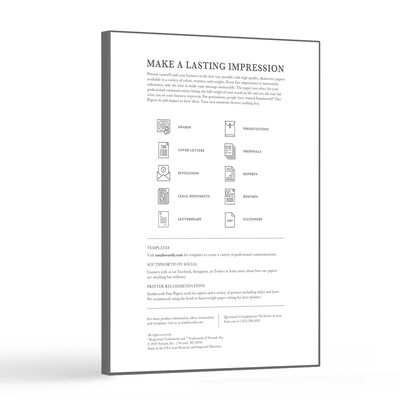 Southworth 8.5" x 11" Resume Paper, 24 lbs., Ivory with Wove Finish, 100 Sheets/Box (R14ICF)
