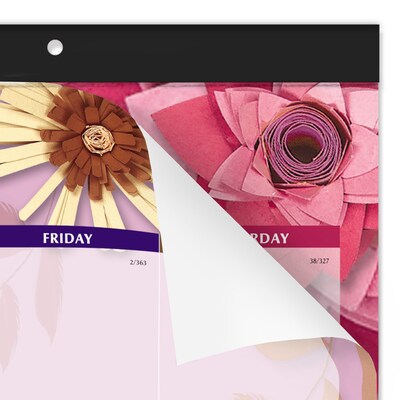 2026 AT-A-GLANCE Paper Flowers 21.75" x 17" Monthly Desk Pad Calendar, Pink/Brown (5035-26)