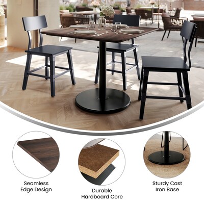 Flash Furniture Acadia Square Wooden Dining Table with Round Base, 36"D x 36"W, Dark Brown/Black Base (STSQ36WBRTR24)