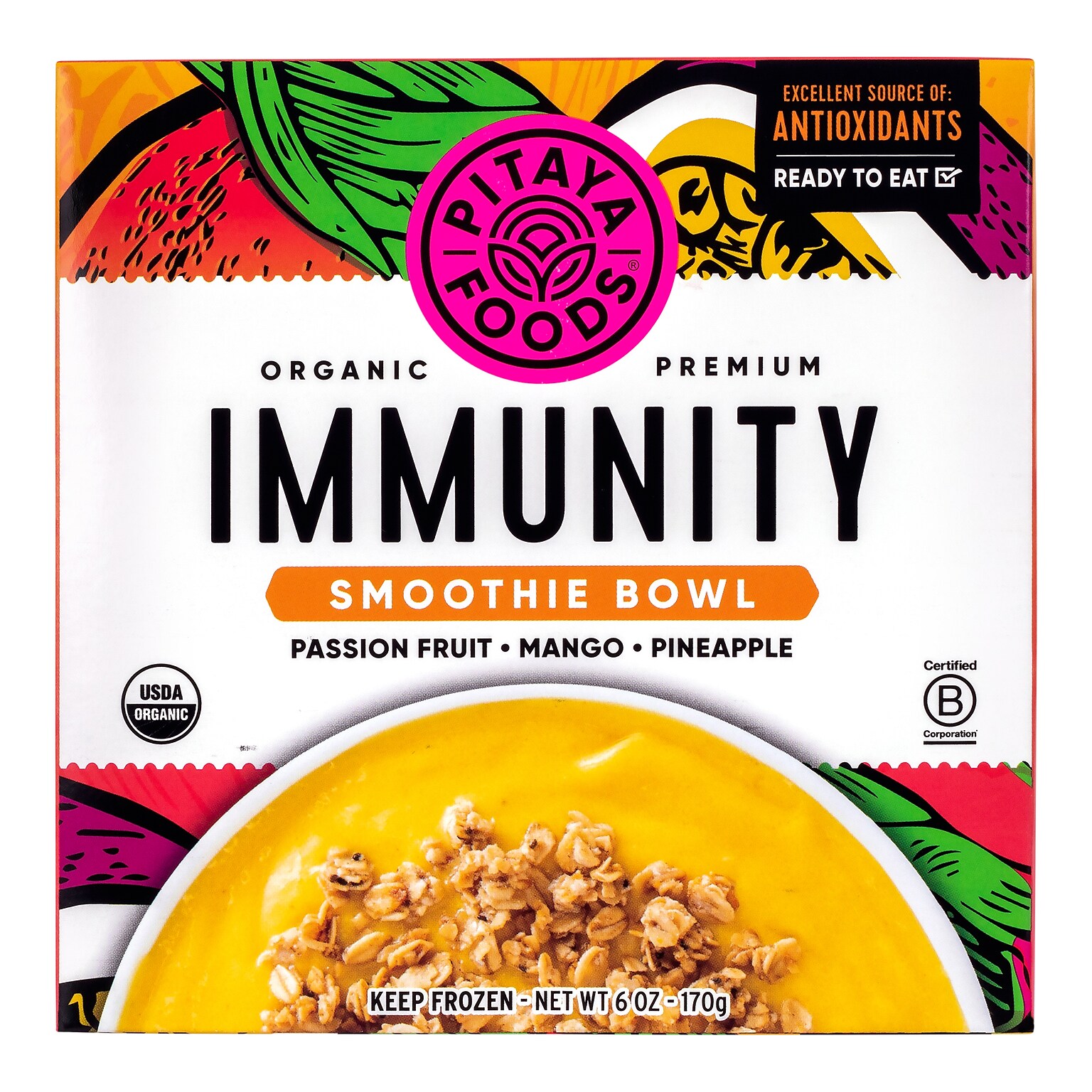 Pitaya Foods Organic Smoothie Bowl, Immunity, 6 oz, 6/Pack (220-02483)