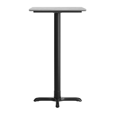 Flash Furniture Acadia Wooden Dining Table with X-Base, 23.75"D x 29.75"W, Gray Faux Concrete/Black Base (ST2430CGT2222B)