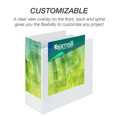 Samsill Earth's Choice Plant-Based Durable 5" View Binders, 3-Ring , Made in USA, White (18907)