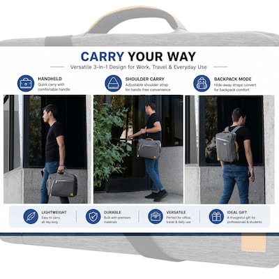 VanGoddy Laptop Messenger, Gray Nylon (LAPLEA022)