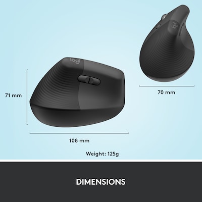 Logitech Lift Left for Business Wireless Ergonomic Left Handed Optical Mouse, Graphite (910-006467)
