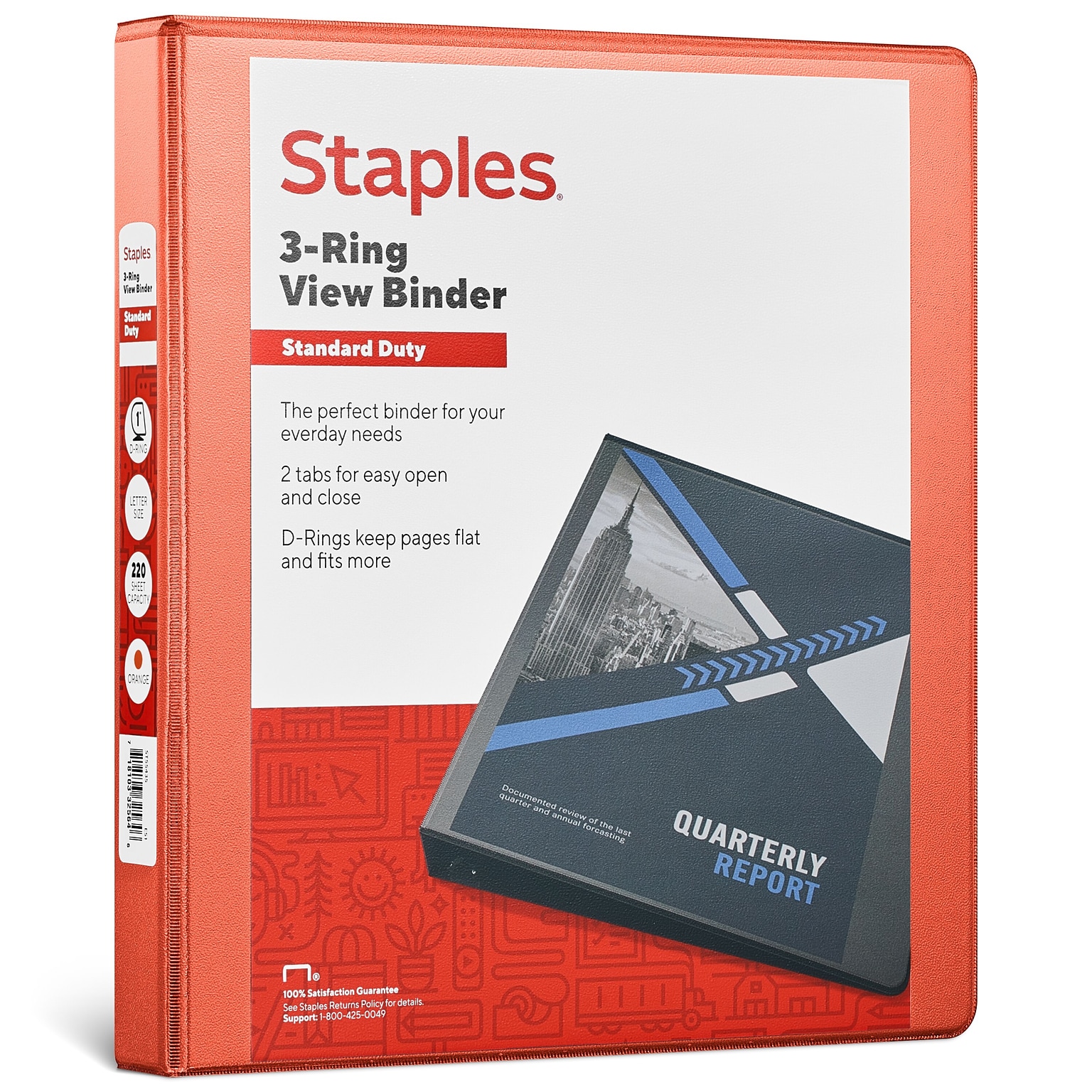 Staples 1 3-Ring View Binder, D-Ring, Orange (26436-CC)