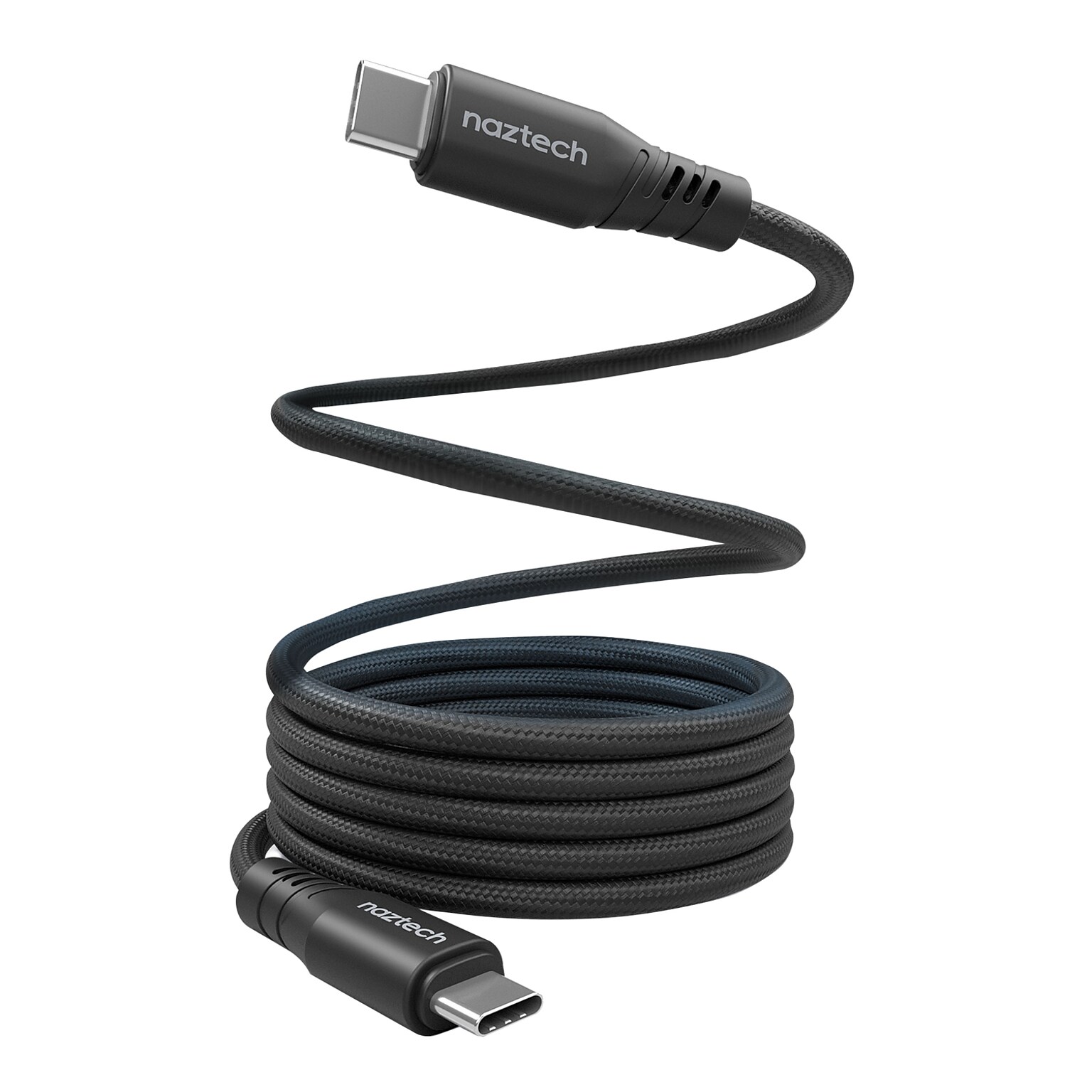 Naztech REcoil Magnetic USB-C to USB-C Braided Cable, 6 ft., Black (16048)