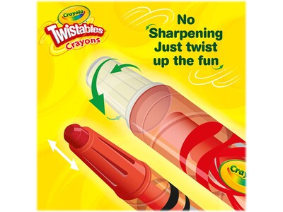 Crayola Twistables Mini Crayons, Assorted Colors, 24/Box, 12 Boxes/Carton (52-9724CT)