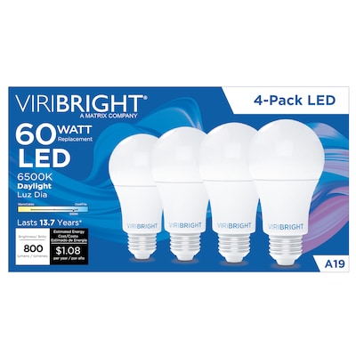 Viribright 9 Watts Daylight LED Household Bulb, 12/Box (65K/640340/4/3)