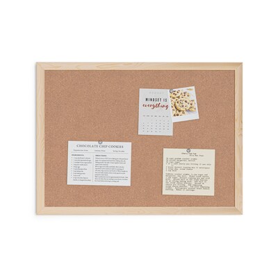 U Brands Cork Bulletin Board, Oak Finish Frame, 23" x 17" (265U00-01)