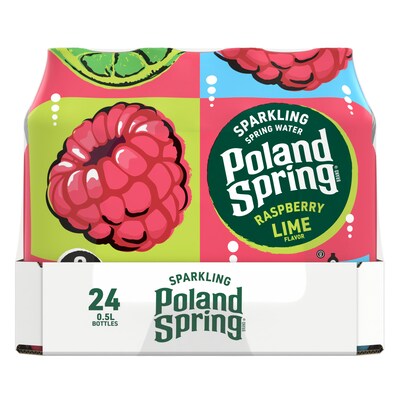 Poland Spring Raspberry Lime Flavored Sparkling Water, 16.9 oz., 24/Carton (12349573/122058)