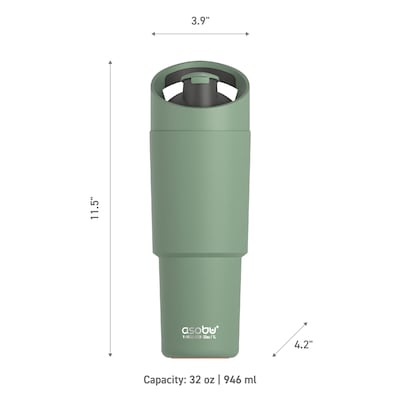 ASOBU Cosmic Stainless Steel Double Wall Insulated Water Bottle, 32 oz., Basil Green, (ADNABF77BG)