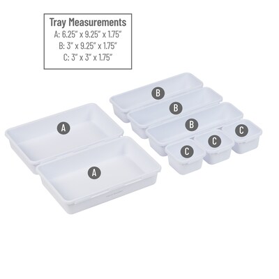 Mind Reader 8-Piece Plastic Drawer Organizer, White (8INTBOX-WHT)
