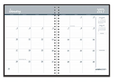 2027 House of Doolittle 8.5 x 11 Monthly Standard Planner, Faux Leather Cover, Black (262092-27)
