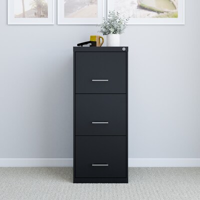 Quill Brand® 3-Drawer Vertical File Cabinet, Locking, Letter, Black, 18"D (52151)