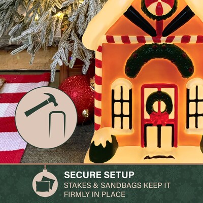 Fraser Hill Farm 32” Gingerbread House Christmas Blow Mold (FFBM-1GNB-MLT)