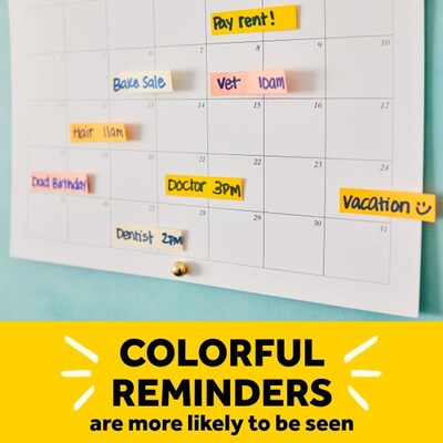 Post-it Page Markers 1/2" x 2", Assorted Colors, 500 Page Markers/Pack (670-10AB)