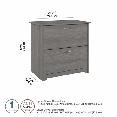 Bush Furniture Cabot 2 Drawer Lateral File Cabinet, Modern Gray (WC31380)