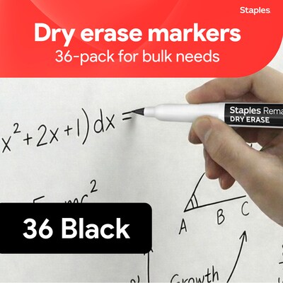 Staples Remarx Dry Erase Marker, Ultra Fine Tip, Black, 36/Pack (ST62956)