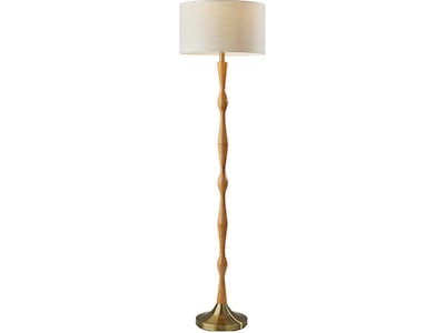 Adesso Eve 61.25 Natural Oak Floor Lamp with Off-White Drum Shade (1577-12)