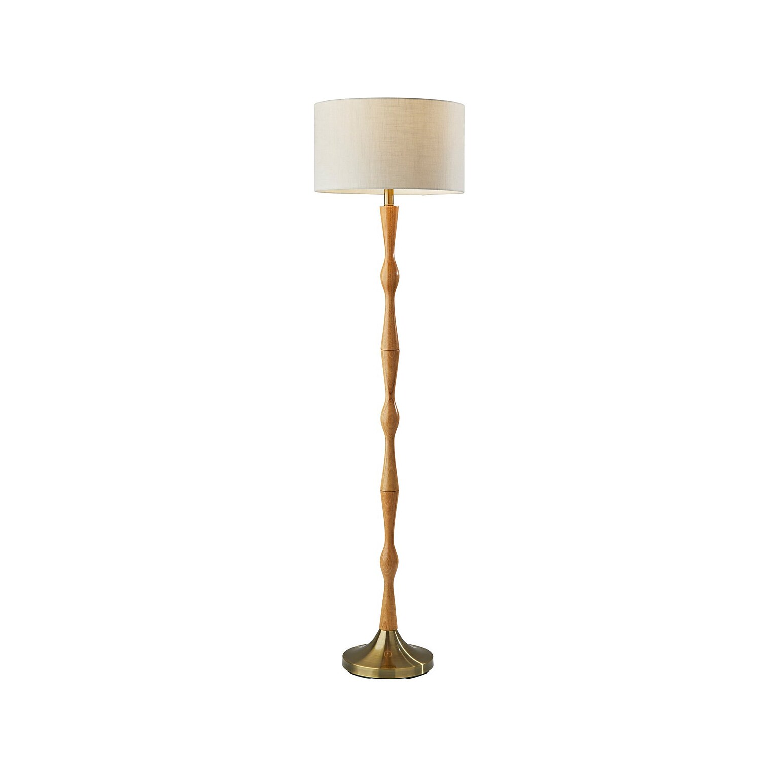 Adesso Eve 61.25 Natural Oak Floor Lamp with Off-White Drum Shade (1577-12)