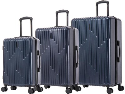 InUSA Drip Hardside Spinner Luggage Set, TSA Checkpoint Friendly, Blue (IUDRISML-BLU)