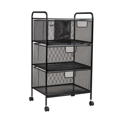 Mind Reader 4-Drawer Multipurpose Utility Cart with Wheels, Metal, Black (4DRMESH-BLK)