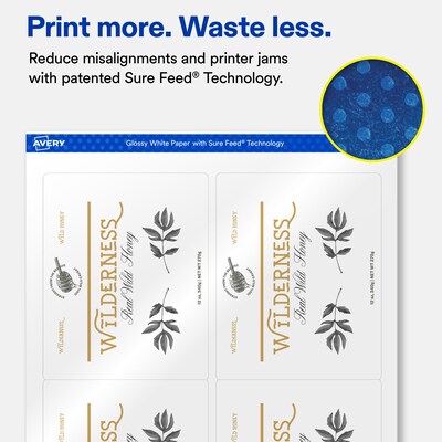 Avery Rectangle Laser/Inkjet Multipurpose Labels, White, 4 Labels/Sheet, 100 Sheets/Pack (19479311210)