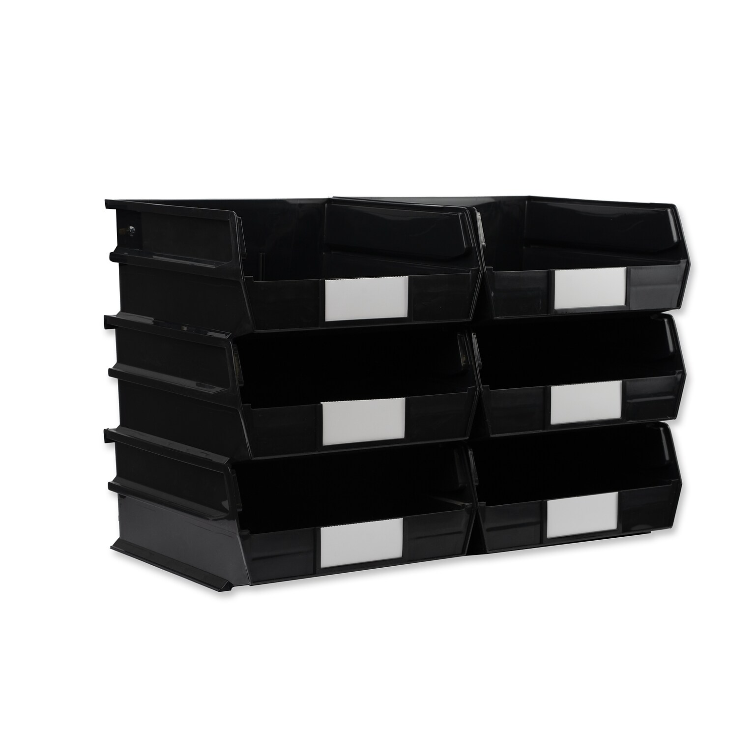 Triton Products LocBin Large Stackable Plastic Storage Bin, 5 x 11x 10.875, 10.36 Qt., Black, 6/Pack (3-235BK)
