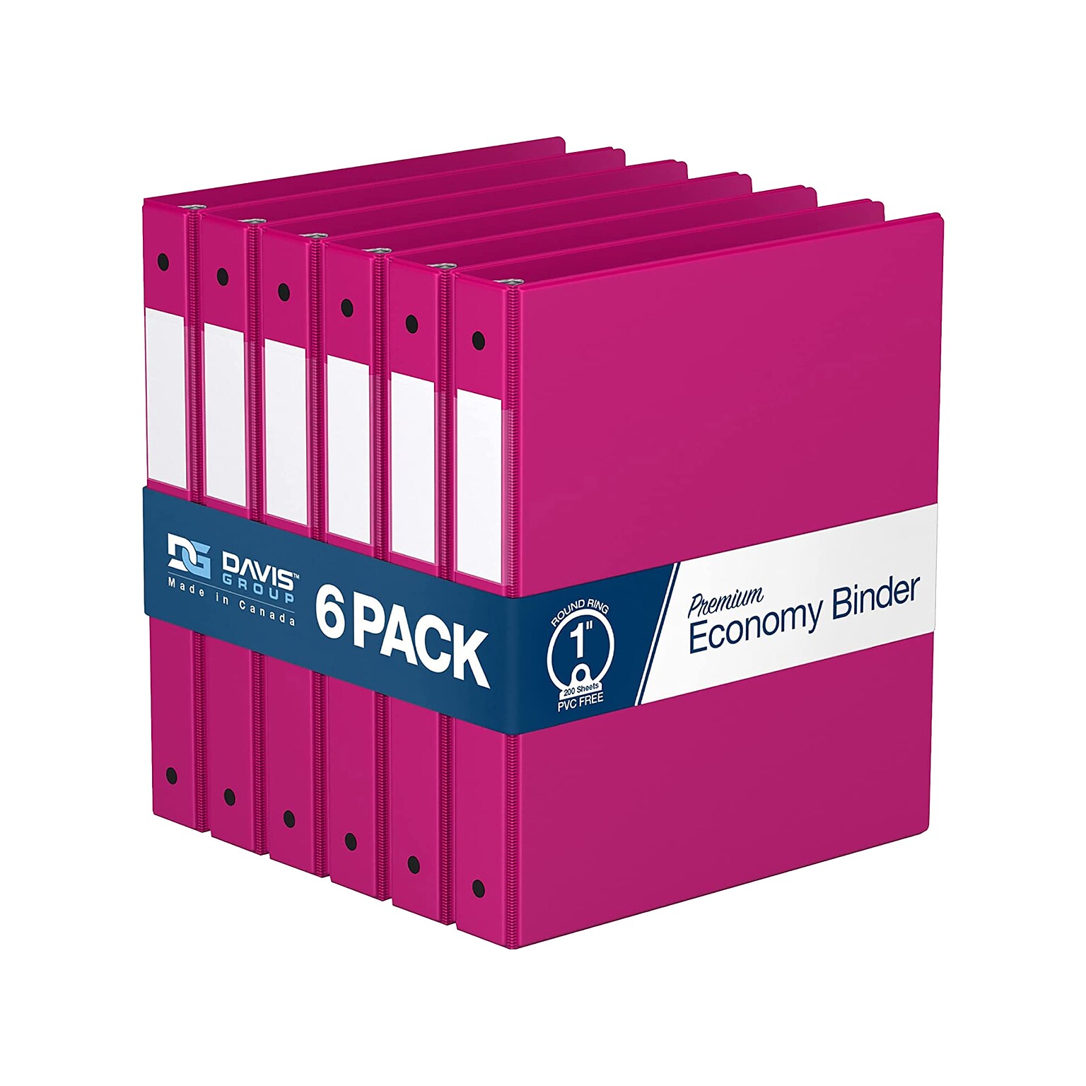 Davis Group Premium Economy 1 3-Ring Non-View Binders, Pink, 6/Pack (2311-43-06)