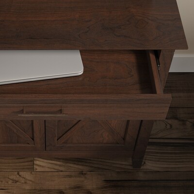 Bush Furniture Key West Laptop Storage Desk Credenza with 5 Shelf Bookcase, Bing Cherry (KWS012BC)