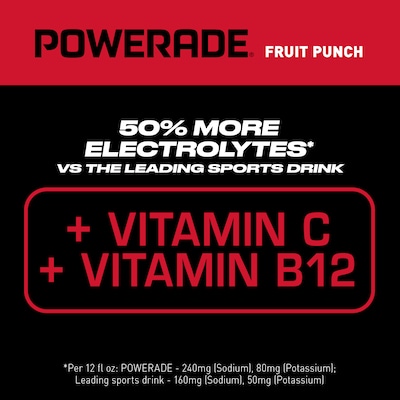 Powerade Fruit Punch Sports Drink, 20 oz., 24 Bottles/Carton (00049000003710)
