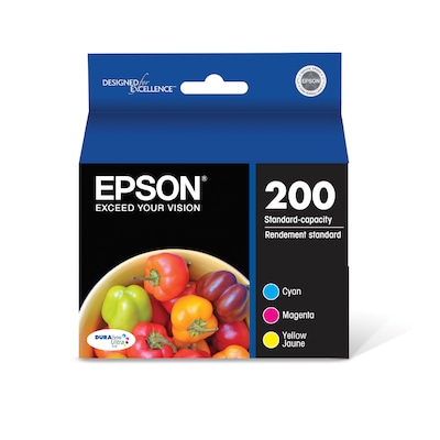 Epson T200 Cyan/Magenta/Yellow Standard Yield Ink Cartridge, 3/Pack
