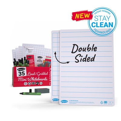 Show-me Lined/Gridded Double Sided Lapboards, with Pens, Erasers & Cleaner, 8" x 12", 35/Set (EPTCGLBX)