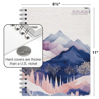 2025-2026 Global Printed Products Pastel Mountains 8.5" x 11" Academic Weekly & Monthly Planner, Paper Cover