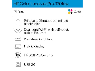 HP Color LaserJet Pro 3201dw Wireless Color Laser Printer, Best for Office (499Q9F)