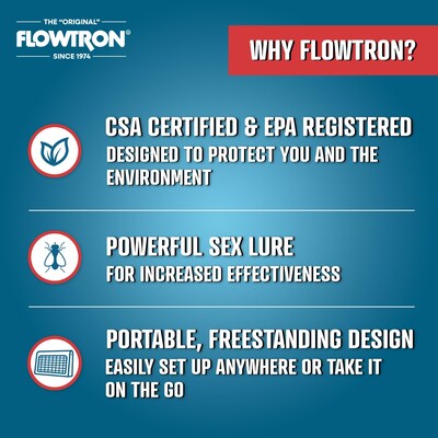 Flowtron Electric Portable Indoor Fly Trap, 500 sq. ft. Coverage, 30W Bulb with Dual Lure Insect Killer (FLWFC4900)