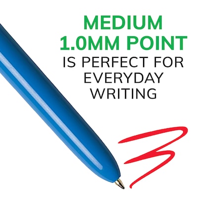 BIC 4-Color Retractable Ballpoint Pen, Medium Point, 1.0mm, Multicolor, Dozen (MM11-AST)