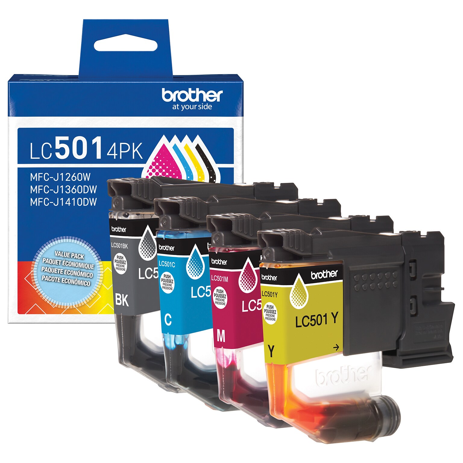 Brother LC501 Black/Cyan/Magenta/Yellow Standard Yield Ink Cartridge (LC501 4PKS)