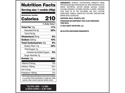 Quest Gluten Free Peanut Butter Protein Cookies, 2.04 oz., 12/Box (QPCPB12M6)