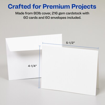 Avery Matte General Use Note Cards, White, 60/Pack (08315)