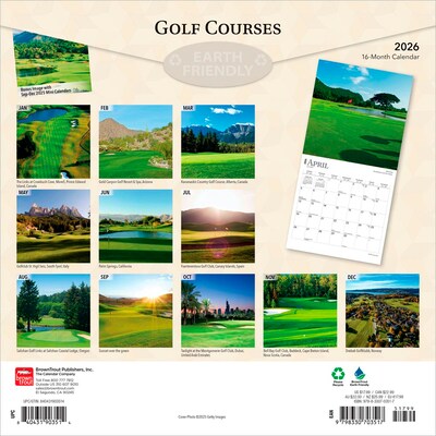 2026 BrownTrout Golf Courses 12 x 12 Monthly Wall Calendar (9798330703517)