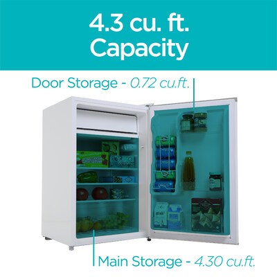 Black & Decker Adjustable Temperature Control Refrigerator with Freezer Compartment, 4.3 Cu. Ft., White (BCRK43W)